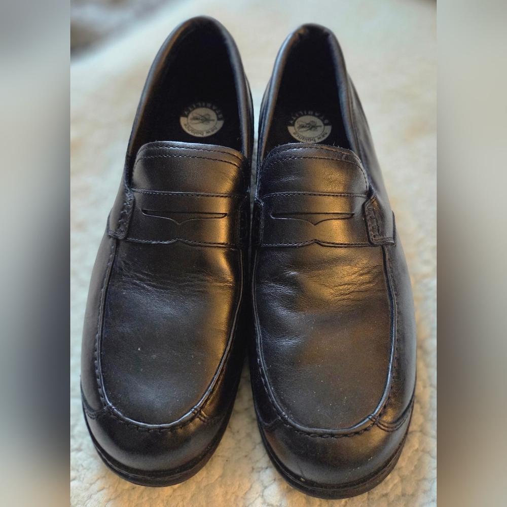 New Balance 836 Men's Black Leather Loafers 13D Slip Resistant Work Shoes